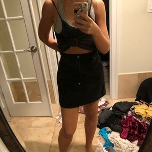 Black denim skirt